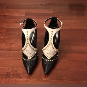 EUC Etro black and white studded heels